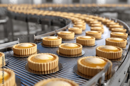 Automated pastry production line in factory