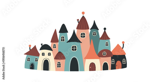 Colorful Fairy Tale Castle Illustration.