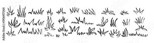 green grass line background in crayon and pastel texture 