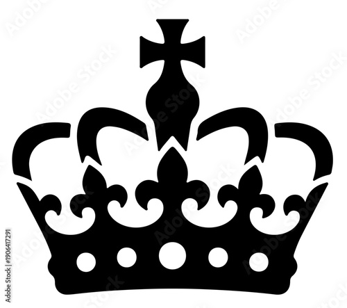 Black Royal Crown Silhouette Vector Icon