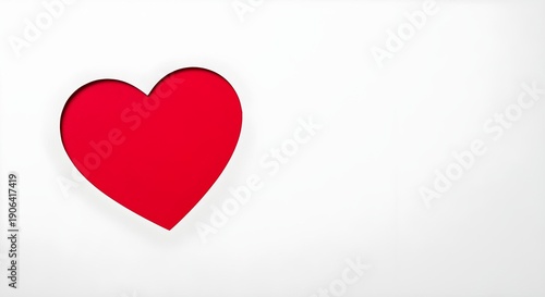 Paper Cut Heart Shape Minimal Valentine’s Day Concept Isolated