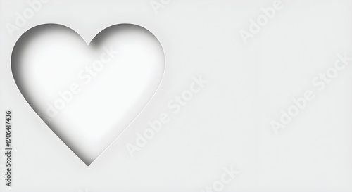 Paper Cut Heart Shape Minimal Valentine’s Day Concept Isolated