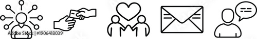 Customer Relationship Management and Support Icons: Engaging Line Art for Personalized Communication, Service, and Networking transparent background