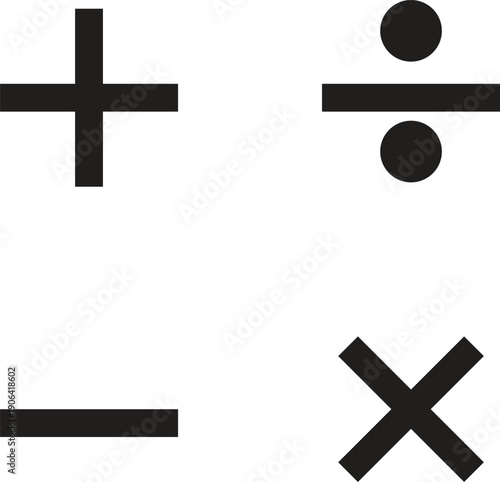 Calculator vector key isolated on white background. Addition, subtraction. Mathematical symbols icon. Calculator, math icon. Vector pictogram. Math symbols icon set.