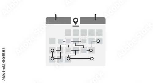 Project Management Calendar with Map and Pins.