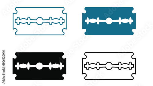 A set of razor blade icons in different black and white colors