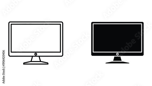 Computer Monitor Icons on White Background