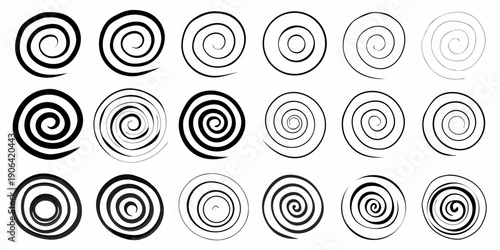 Arrangement of spiral shapes in varying darkness and opacity levels