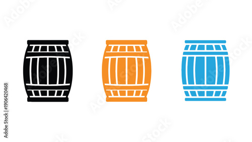 Three colorful barrel icons on a clean white background