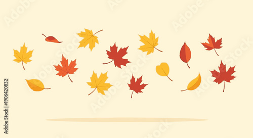 Colorful Autumn Leaves Falling Through Air.