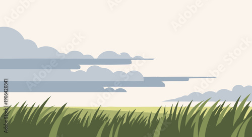 Green Grass Blades Illustration Artwork.