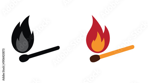 Two matchstick icons with flame symbols on a white background