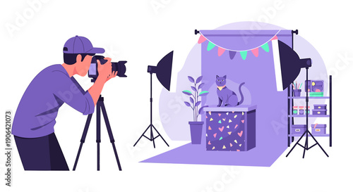 Photographer Captures Image of Cat in Studio Setup.