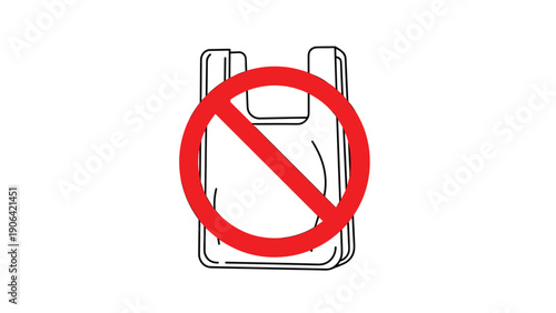 Prohibited symbol over a single use plastic bag icon promotes environmental protection and the reduction of waste in sustainable living practices.
