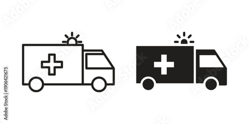 Ambulance icons In Trendy Design Vector Eps 10, Editable Stroke and solid flat.