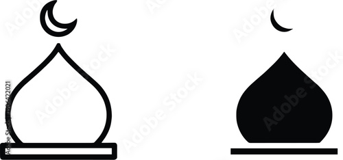 Black and white teardrop shapes with crescent moons on