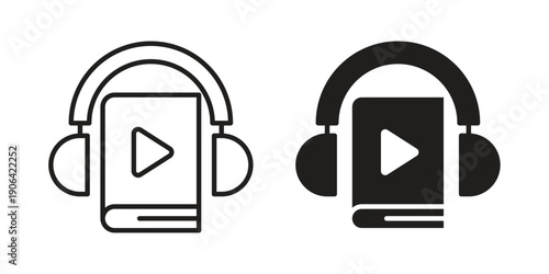 Audiobook icons In Trendy Design Vector Eps 10, Editable Stroke and solid flat.