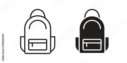 Backpack icons In Trendy Design Vector Eps 10, Editable Stroke and solid flat.