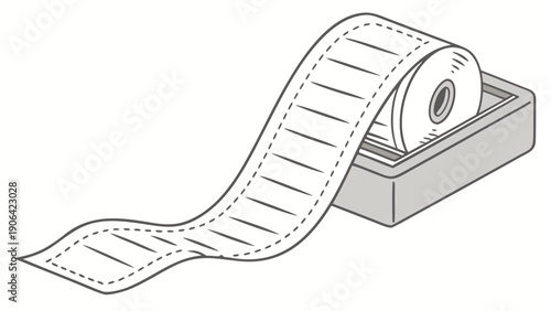 A minimalist vector illustration of a roll of tape in a dispenser box