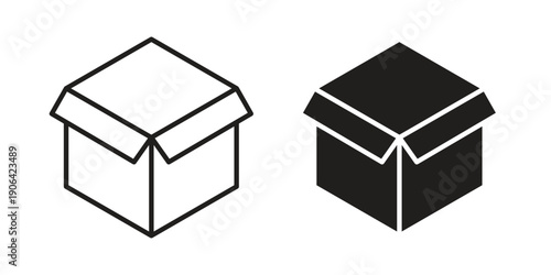 Box opened icons In Trendy Design Vector Eps 10, Editable Stroke and solid flat.