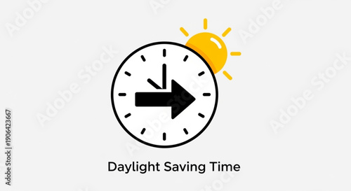 Daylight saving time concept with clock and sun symbol