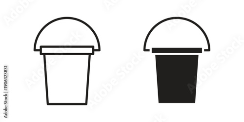 Bucket icons In Trendy Design Vector Eps 10, Editable Stroke and solid flat.