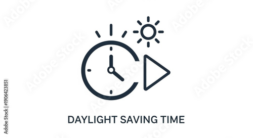 Daylight saving time concept with clock and sun icon
