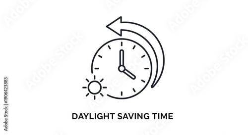 Daylight saving time concept with clock and sun icon