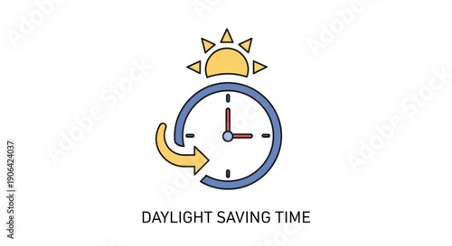 Daylight saving time concept with clock and sun icon