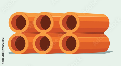 A vibrant illustration of four orange pipes stacked in two rows a useful graphic on transparent background silhouette high quality professional