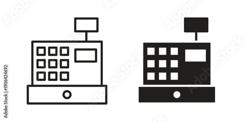 Cash register icons In Trendy Design Vector Eps 10, Editable Stroke and solid flat.