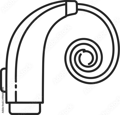 Illustration of a flexible hose connector with coiled reinforcement end