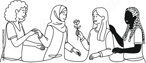 Group of people sitting together in a circle having a discussion or meeting