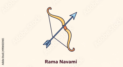 Rama navami hindu festival symbol bow and arrow illustration