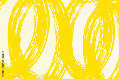 Abstract yellow swirls and loops on a cream background