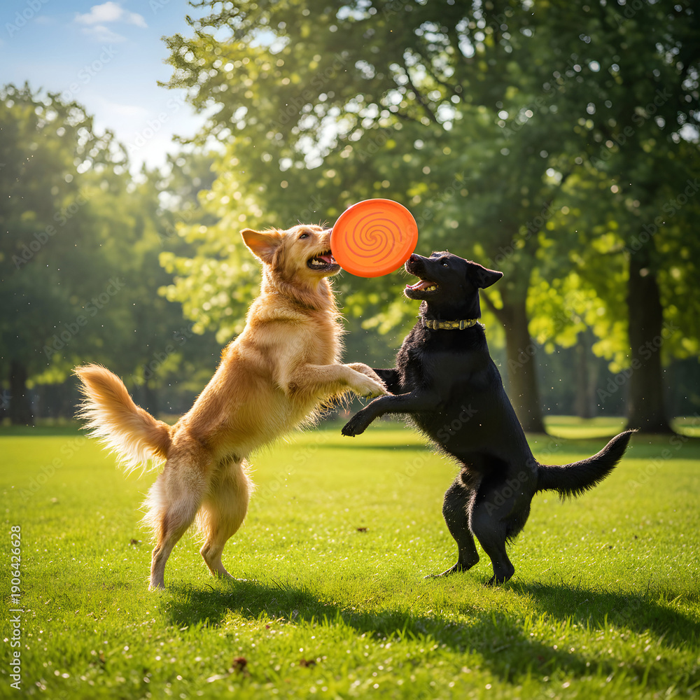 custom made wallpaper toronto digitalTwo energetic dogs one with a golden coat