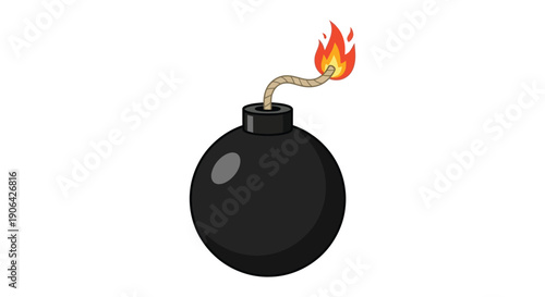 A cartoon depiction of a black bomb with a lit fuse ideal for graphics and designs on transparent background silhouette