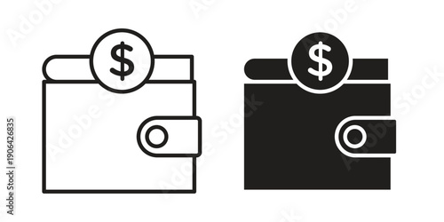 Cryptocurrency wallet icons In Trendy Design Vector Eps 10, Editable Stroke and solid flat.