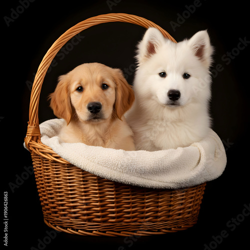 Wallpaper Mural Portrait of two adorable dogs with fluffy coats Torontodigital.ca