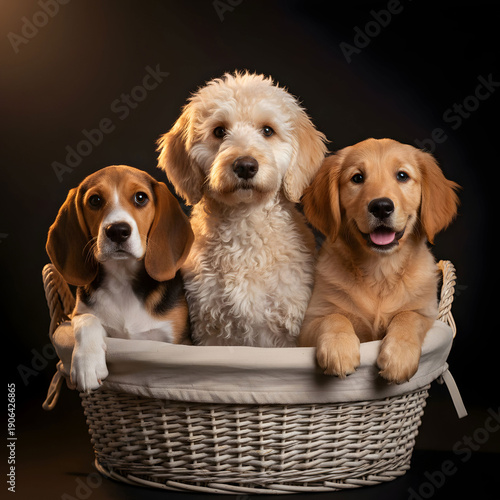 Wallpaper Mural Portrait of two adorable dogs with fluffy coats Torontodigital.ca