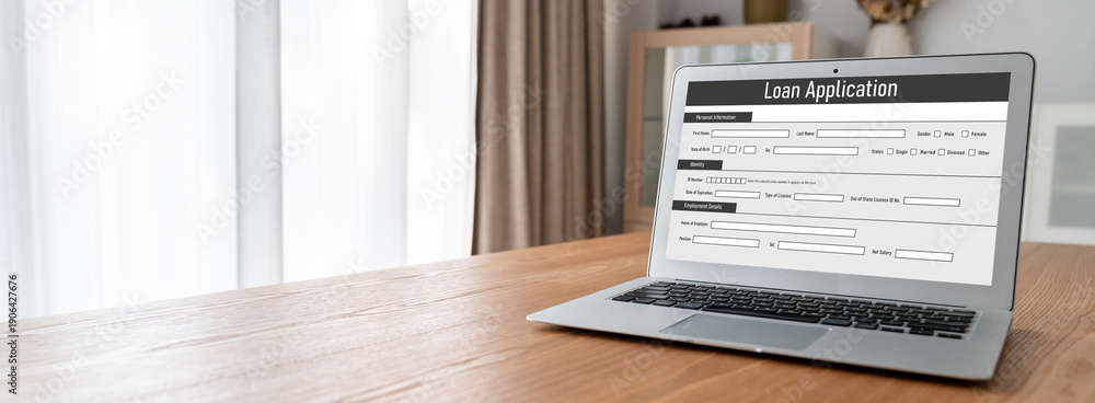 Obraz premium Online loan application form for modish digital information collection on the internet network