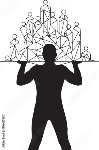 Man carrying a group of people on his shoulders