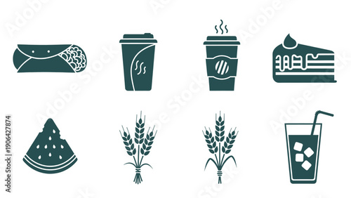 Collection of icons representing everyday items and nature elements