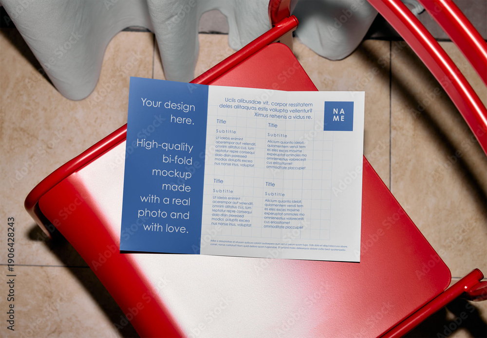 Tri Folder Open Mockup Of Customizable Tri-Fold Open Leaflet Stock Template | Adobe Stock