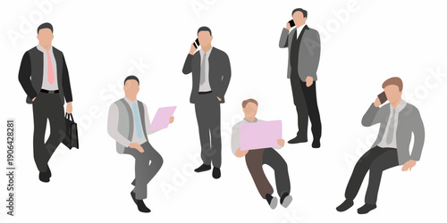 Diverse group of business professionals in minimalist vector illustration style