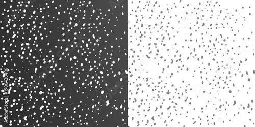 A stark contrast black and white speckled pattern visually split down the middle