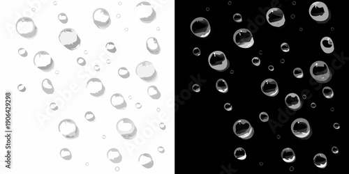 Water droplets on contrasting backgrounds a study in black and white