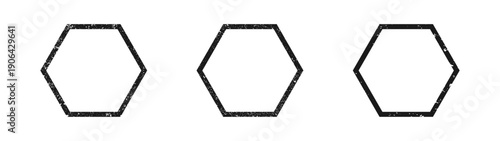 Set of grunge borders in hexagon form