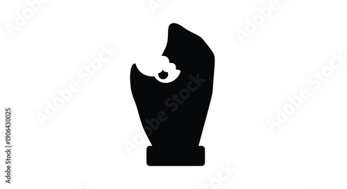 Chess knight piece silhouette with broken edge on white background
