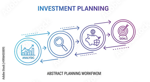 Investment planning illustration representing financial strategy, asset management, goal setting, and long term wealth growth. The image reflects modern investment concepts such as portfolio planning,